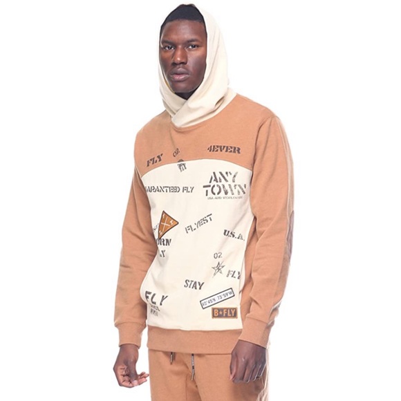 Born Fly Two Tone Contrasting Graphic Hoodie - Picture 1 of 9